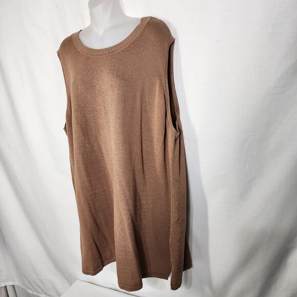 Isaac Mizrahi Live Womens Sweater Tank Sz 3X Brown Knit Ribbed Crew Neck A393431 - Picture 5 of 8
